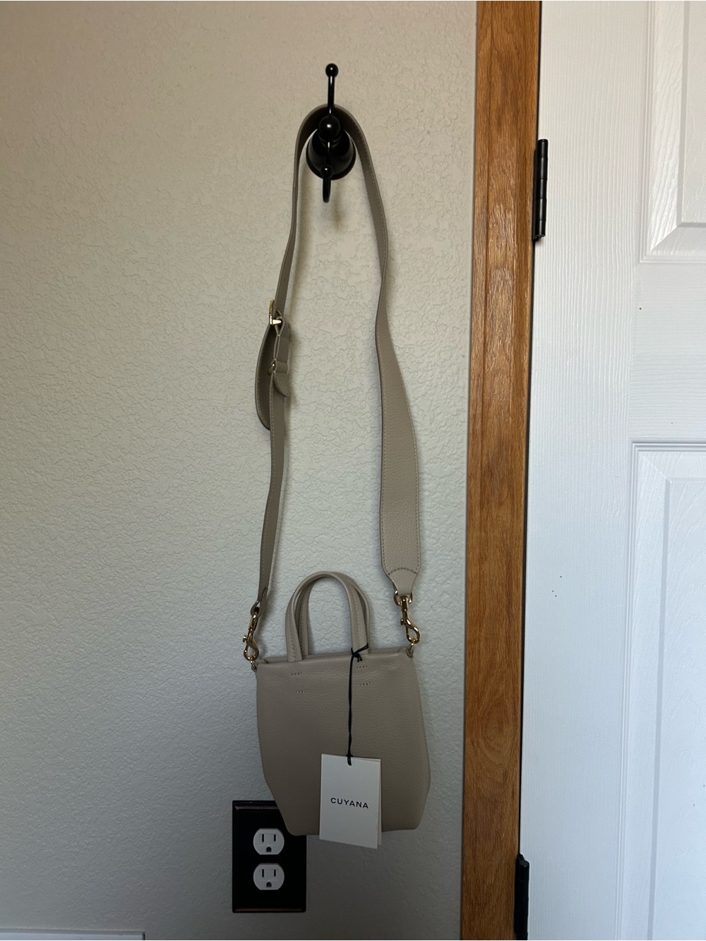 Cuyana Easy Phone Tote - NWT. Taupe Mini Crossbody Tote with Wide Strap